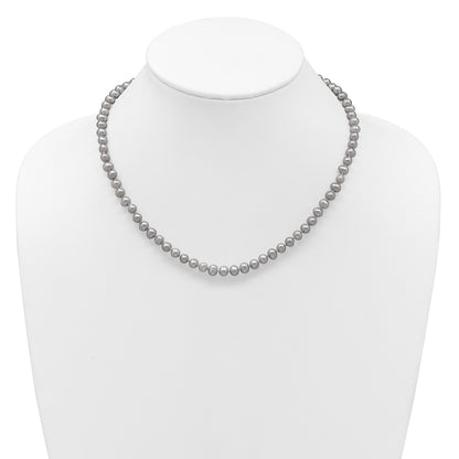 14k 5-6mm Grey Near-Round Freshwater Cultured Pearl 18 inch Necklace