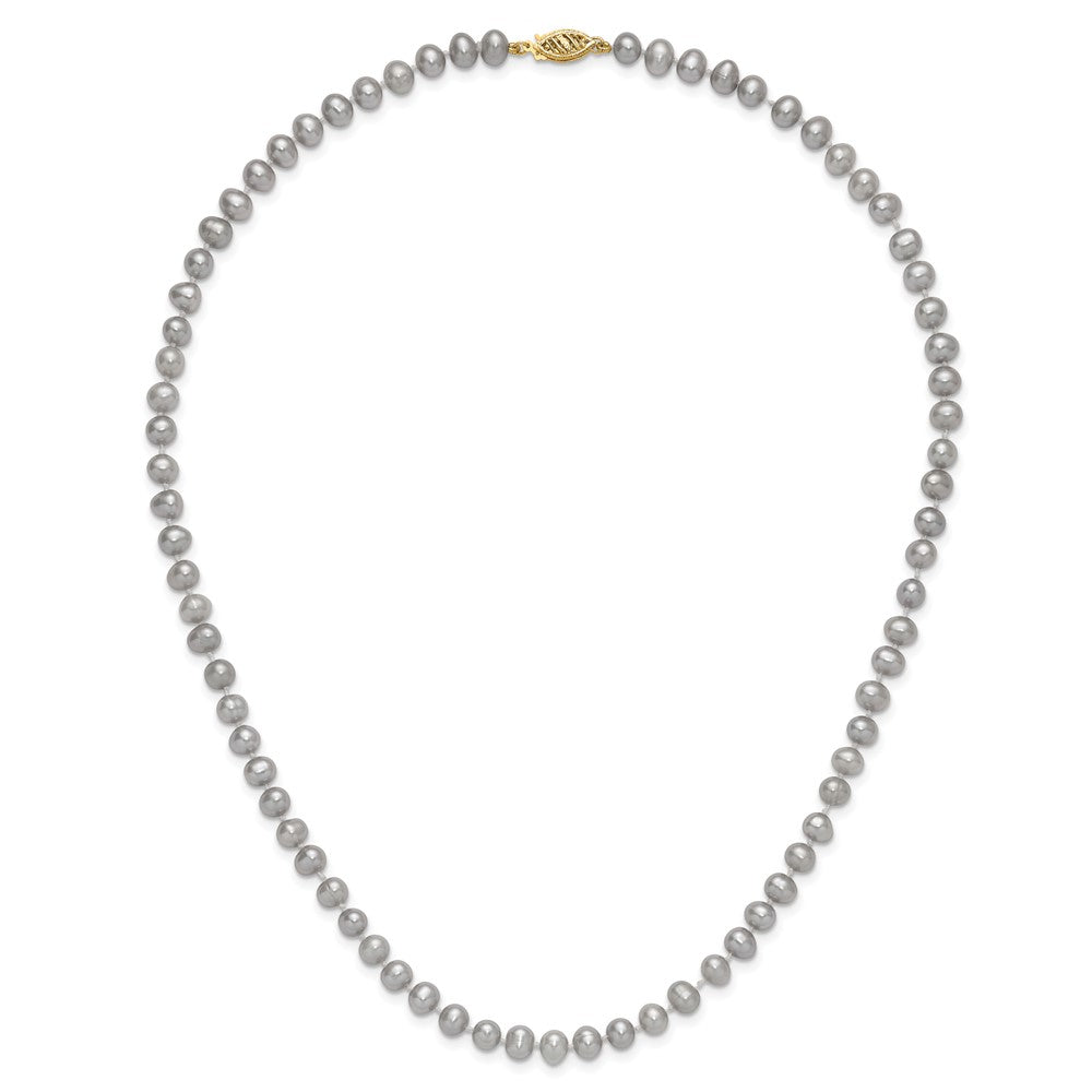 14k 5-6mm Grey Near-Round Freshwater Cultured Pearl 18 inch Necklace