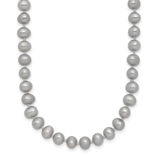 14K 5-6mm Grey Near Round Freshwater Cultured Pearl 16 inch Necklace