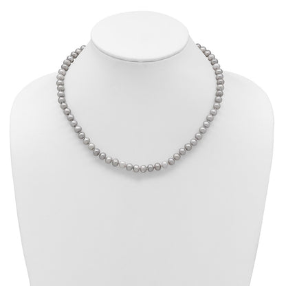 14K 6-7mm Grey Near Round Freshwater Cultured Pearl 16 inch Necklace