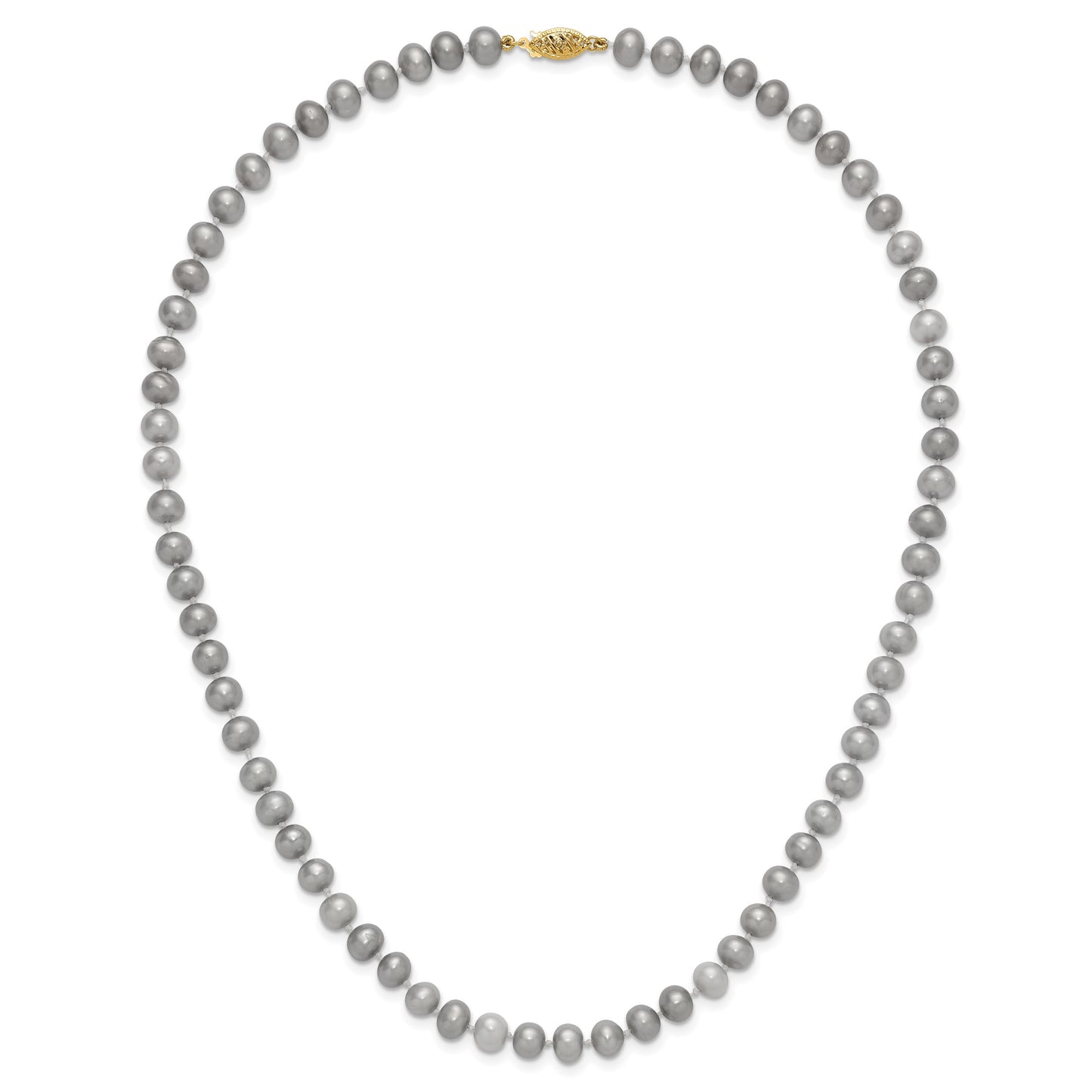 14K 6-7mm Grey Near Round Freshwater Cultured Pearl 20 inch Necklace
