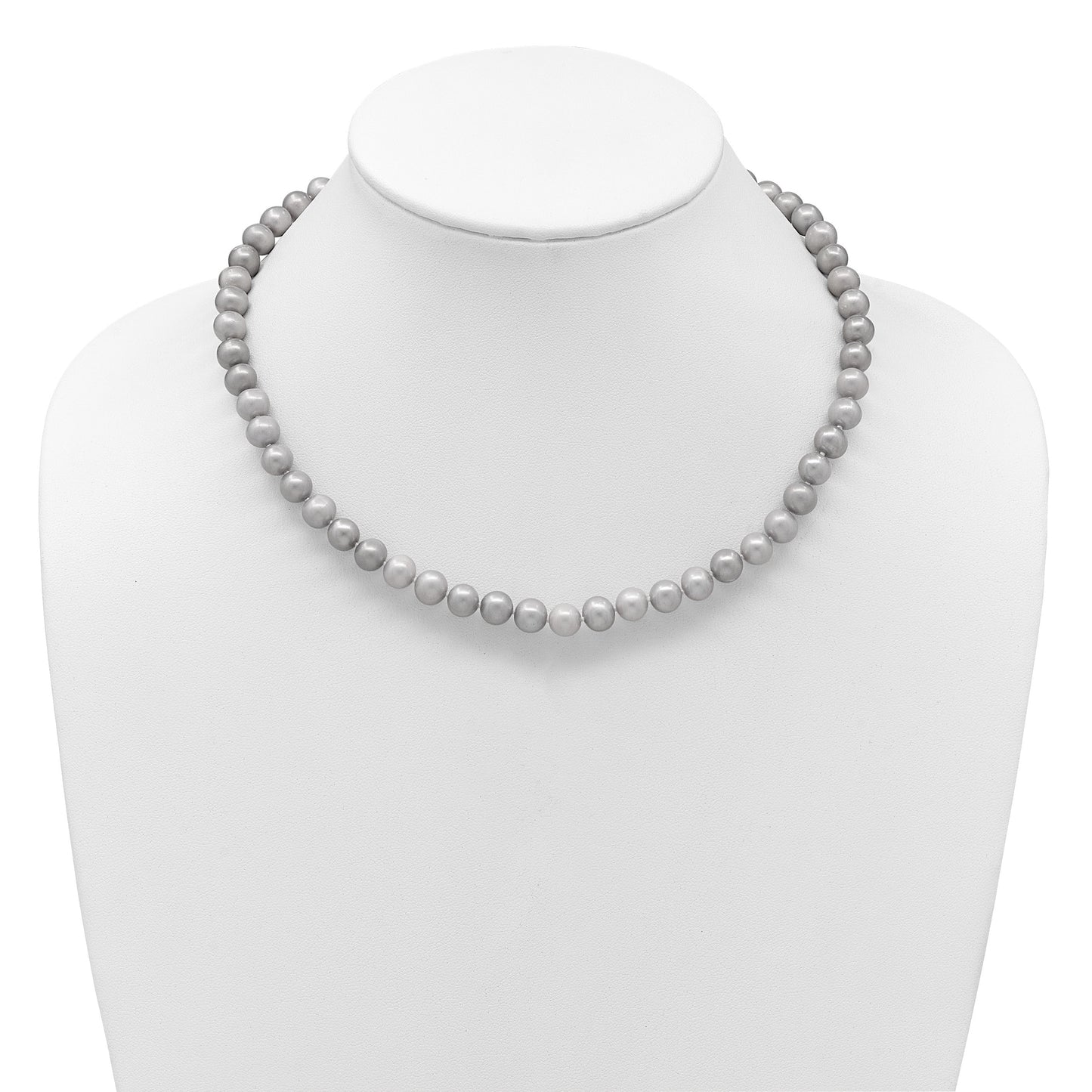 14k 7-8mm Grey Near-Round Freshwater Cultured Pearl 18 inch Necklace