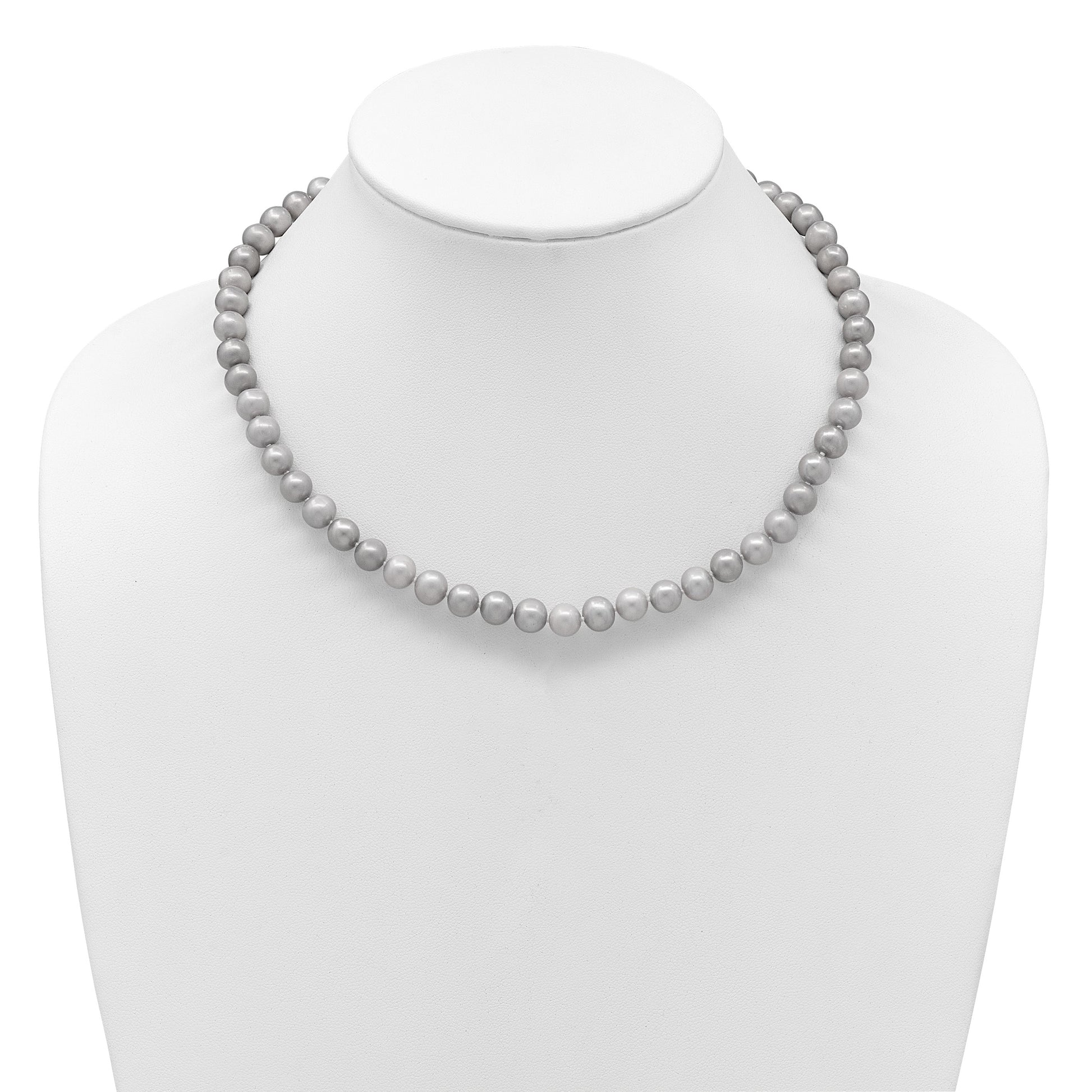 14k 7-8mm Grey Near-Round Freshwater Cultured Pearl 18 inch Necklace
