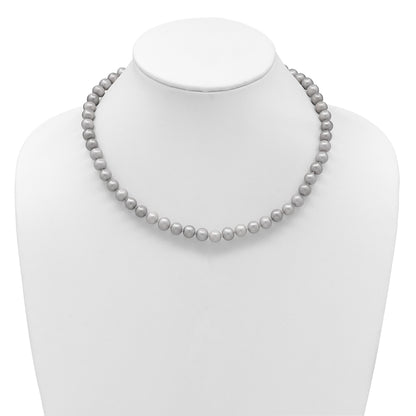 14k 7-8mm Grey Near-Round Freshwater Cultured Pearl 18 inch Necklace