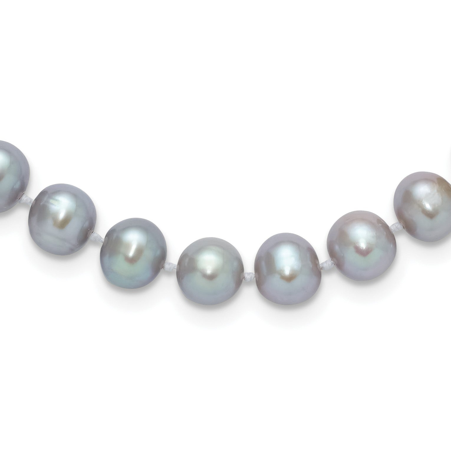 14K 7-8mm Grey Near Round Freshwater Cultured Pearl 16 inch Necklace