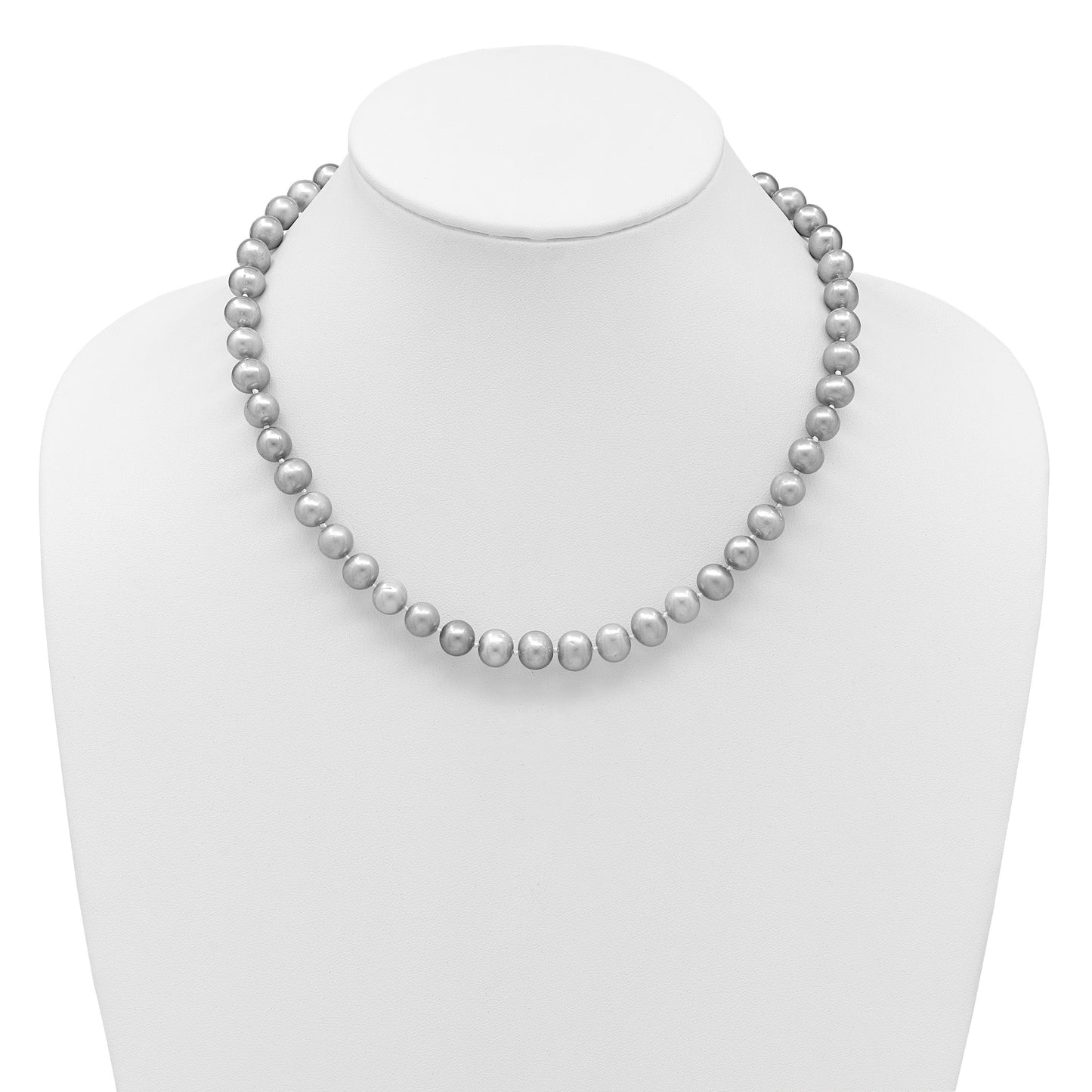 14k 8-9mm Grey Near-Round Freshwater Cultured Pearl 18 inch Necklace