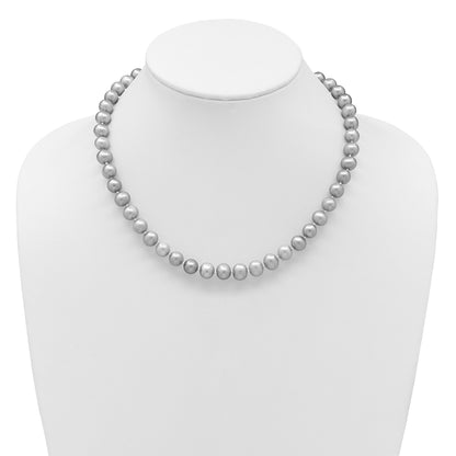 14k 8-9mm Grey Near-Round Freshwater Cultured Pearl 18 inch Necklace