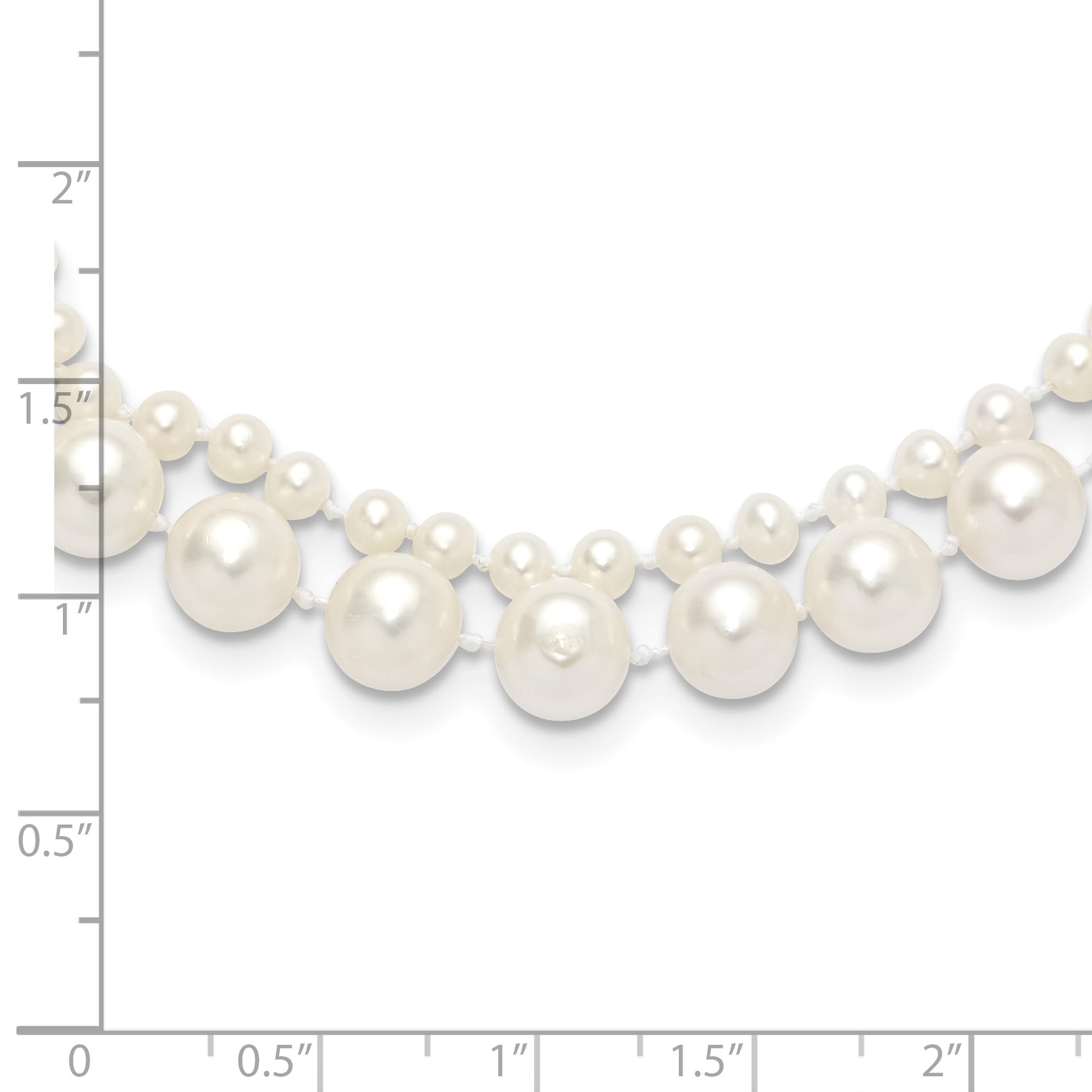 14k 3-4mm and 7-8mm White Near-Round Freshwater Cultured Pearl 2-Strand 18 inch Necklace