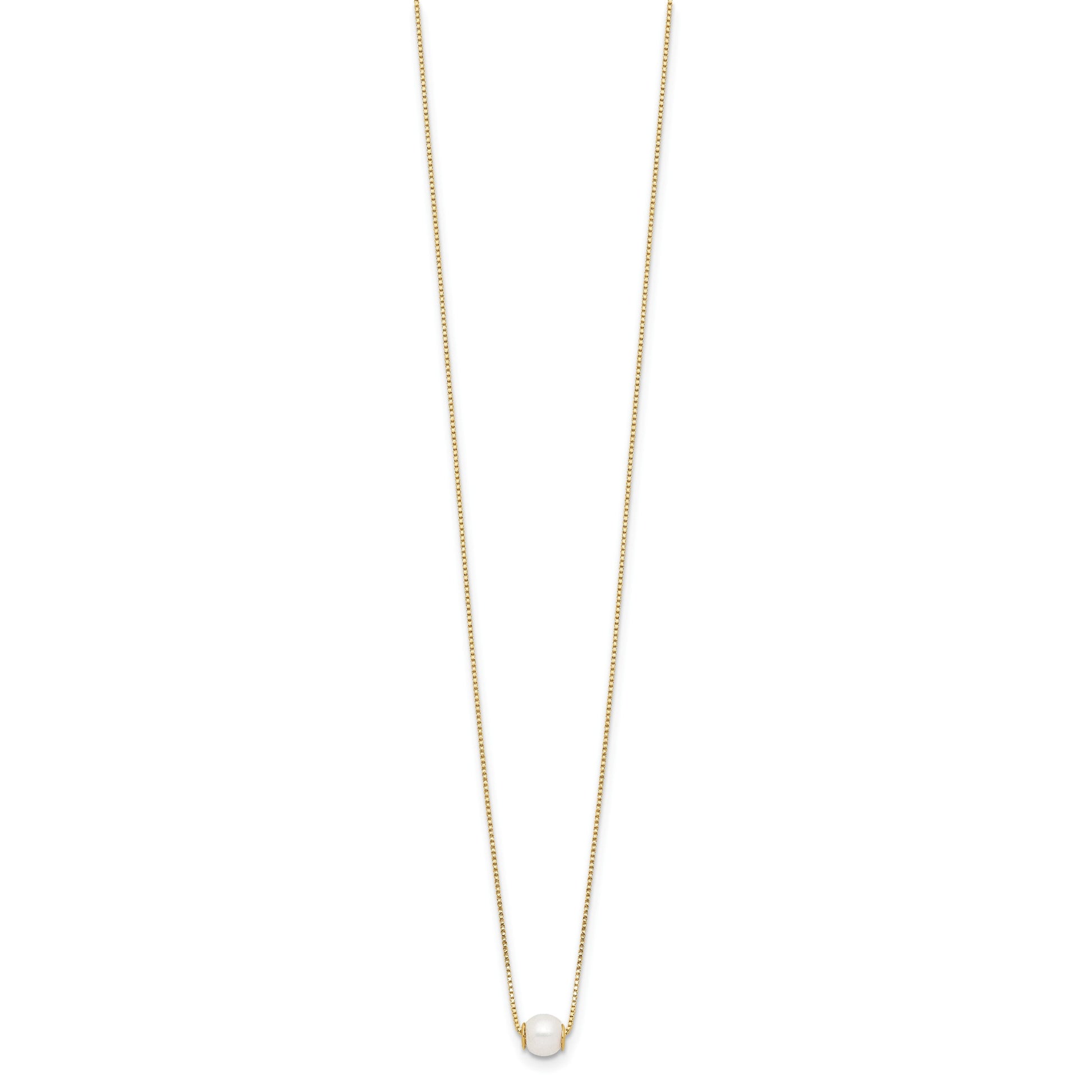 14k 4-5mm White Round Freshwater Cultured Pearl 18 inch Necklace