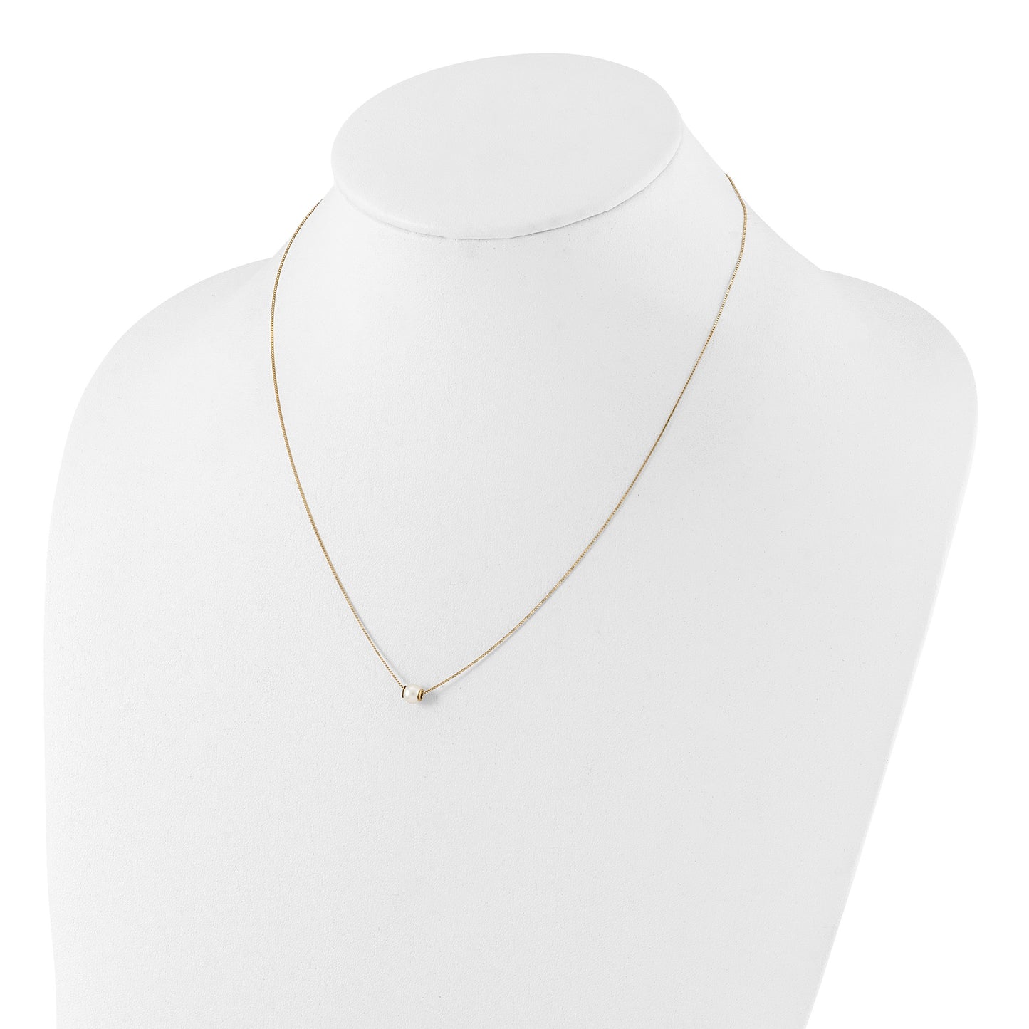 14k 4-5mm White Round Freshwater Cultured Pearl 18 inch Necklace