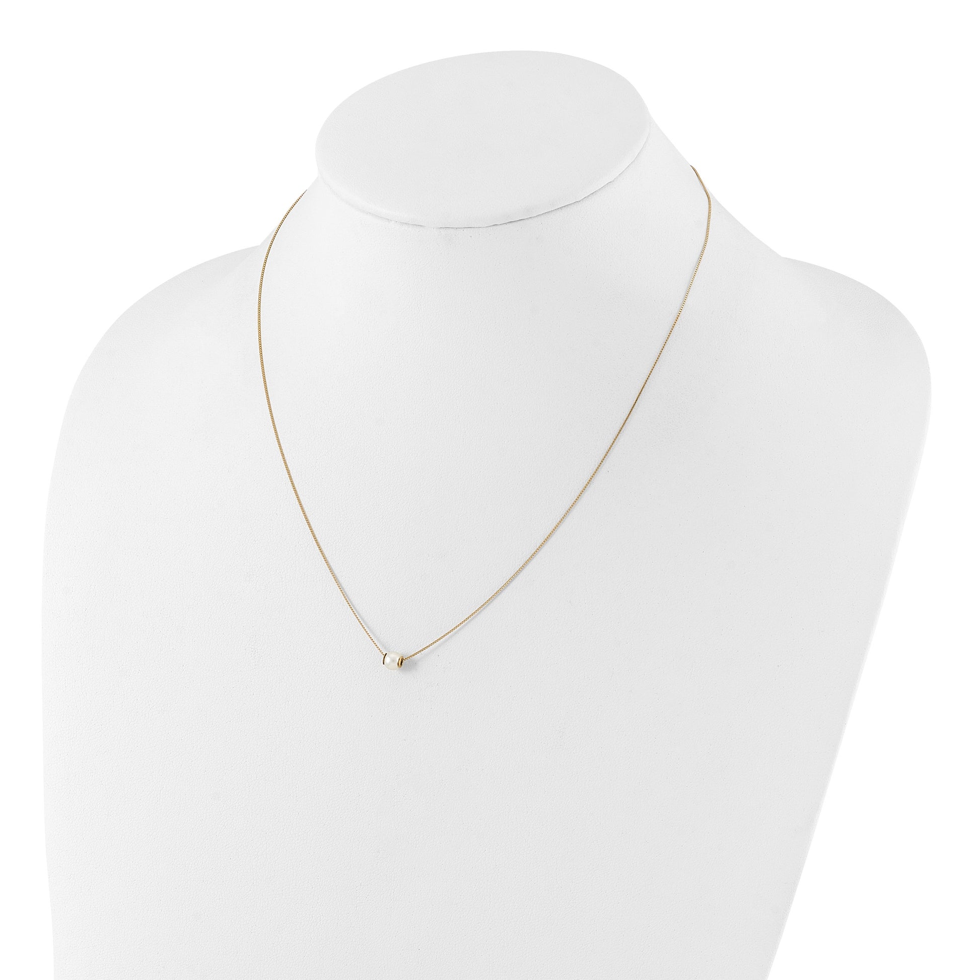 14k 4-5mm White Round Freshwater Cultured Pearl 18 inch Necklace
