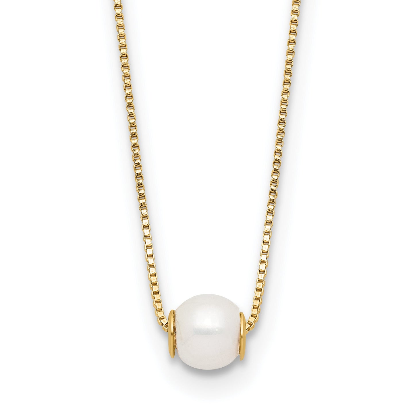 14k 4-5mm White Round Freshwater Cultured Pearl 18 inch Necklace