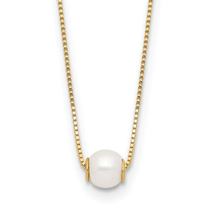 14k 4-5mm White Round Freshwater Cultured Pearl 18 inch Necklace