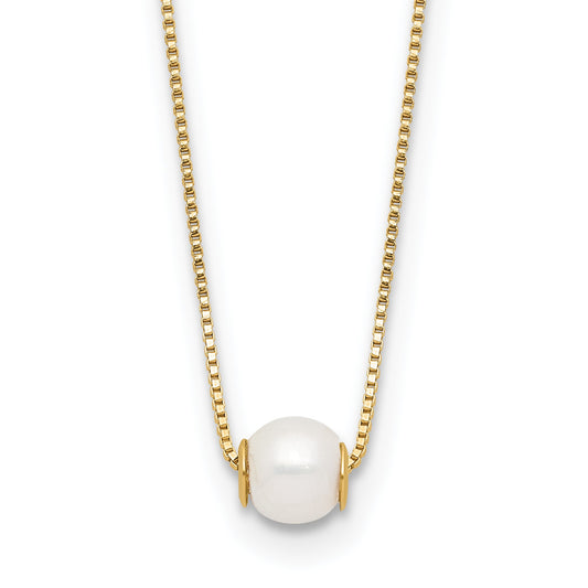 14k 4-5mm White Round Freshwater Cultured Pearl 18 inch Necklace