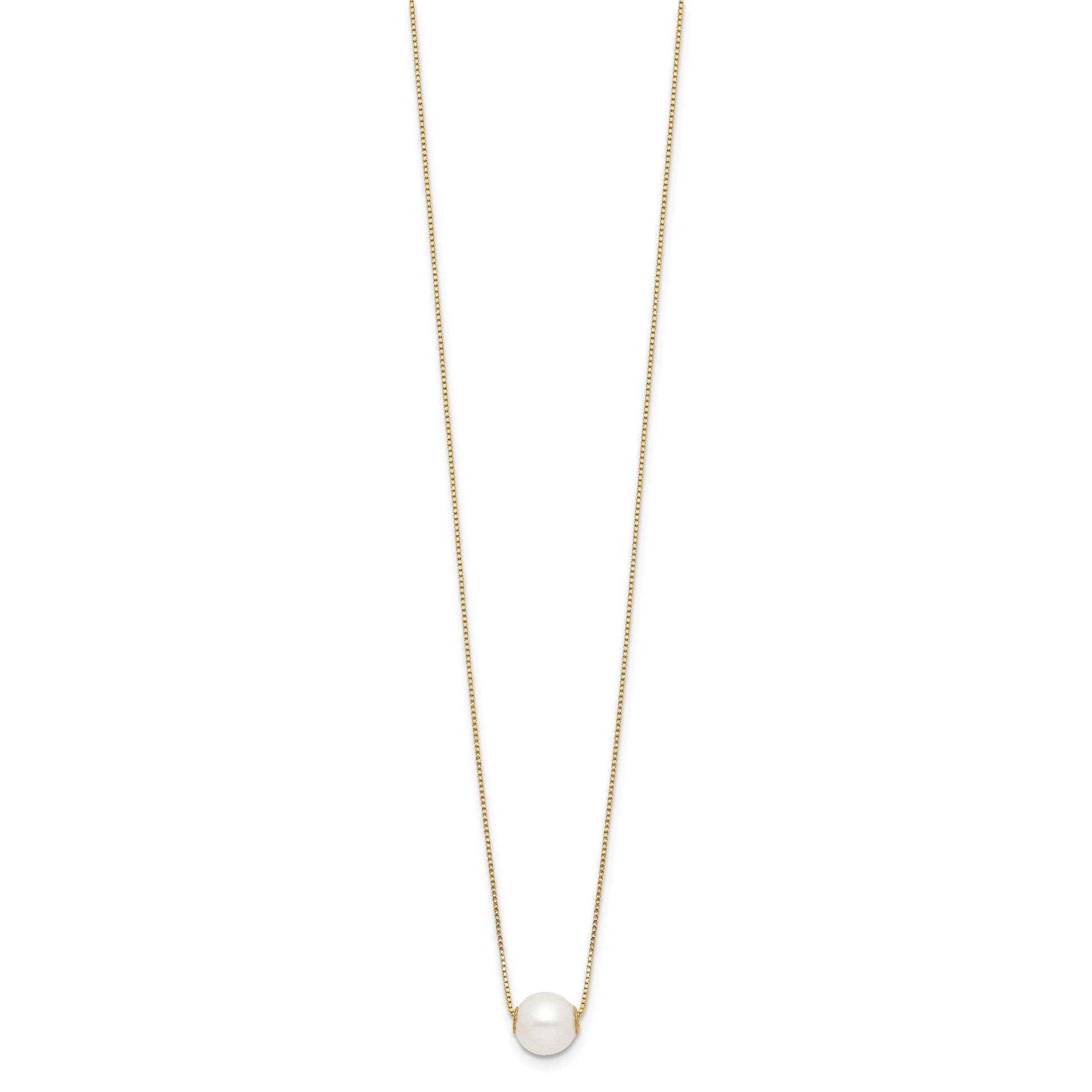 14k 7-8mm White Round Freshwater Cultured Pearl 18 inch Necklace