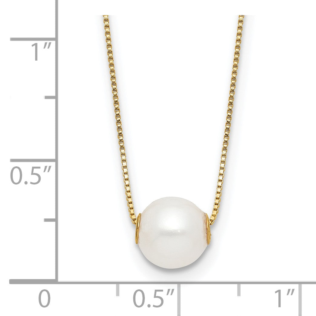 14k 7-8mm White Round Freshwater Cultured Pearl 18 inch Necklace
