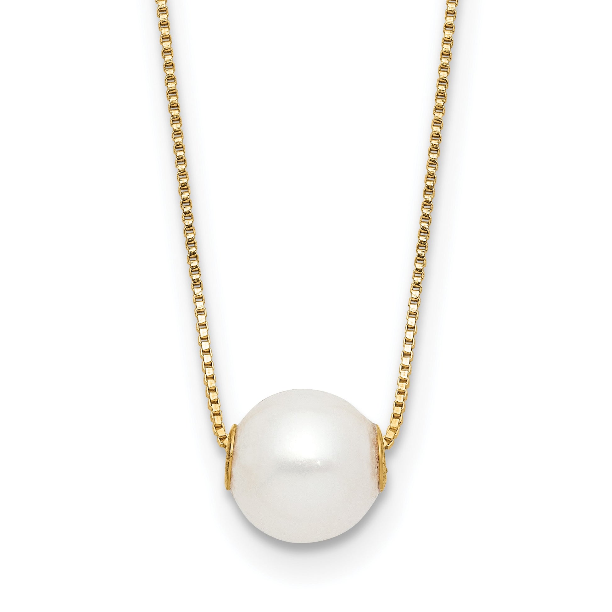 14k 7-8mm White Round Freshwater Cultured Pearl 18 inch Necklace