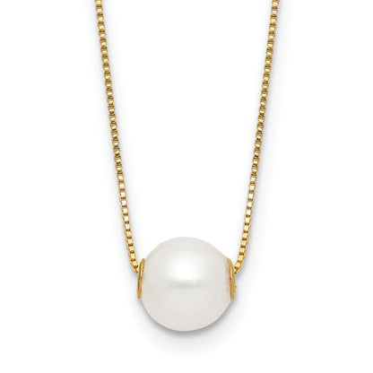14k 7-8mm White Round Freshwater Cultured Pearl 18 inch Necklace