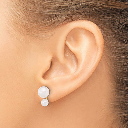 14k 4-5mm and 6-7mm White Round Akoya Saltwater Cultured Pearl Post Earrings