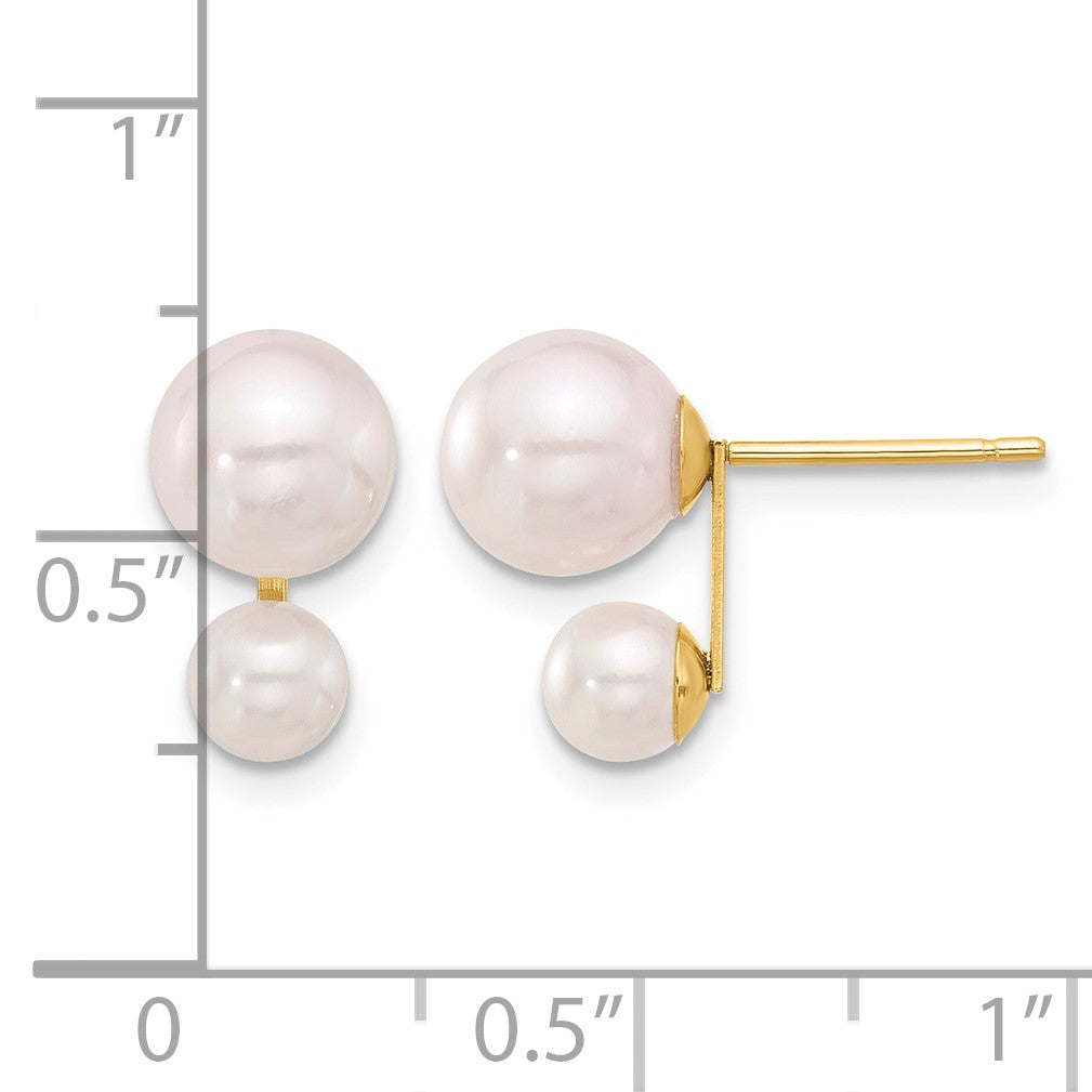 14k 4-5mm and 6-7mm White Round Akoya Saltwater Cultured Pearl Post Earrings