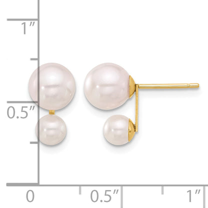 14k 4-5mm and 6-7mm White Round Akoya Saltwater Cultured Pearl Post Earrings