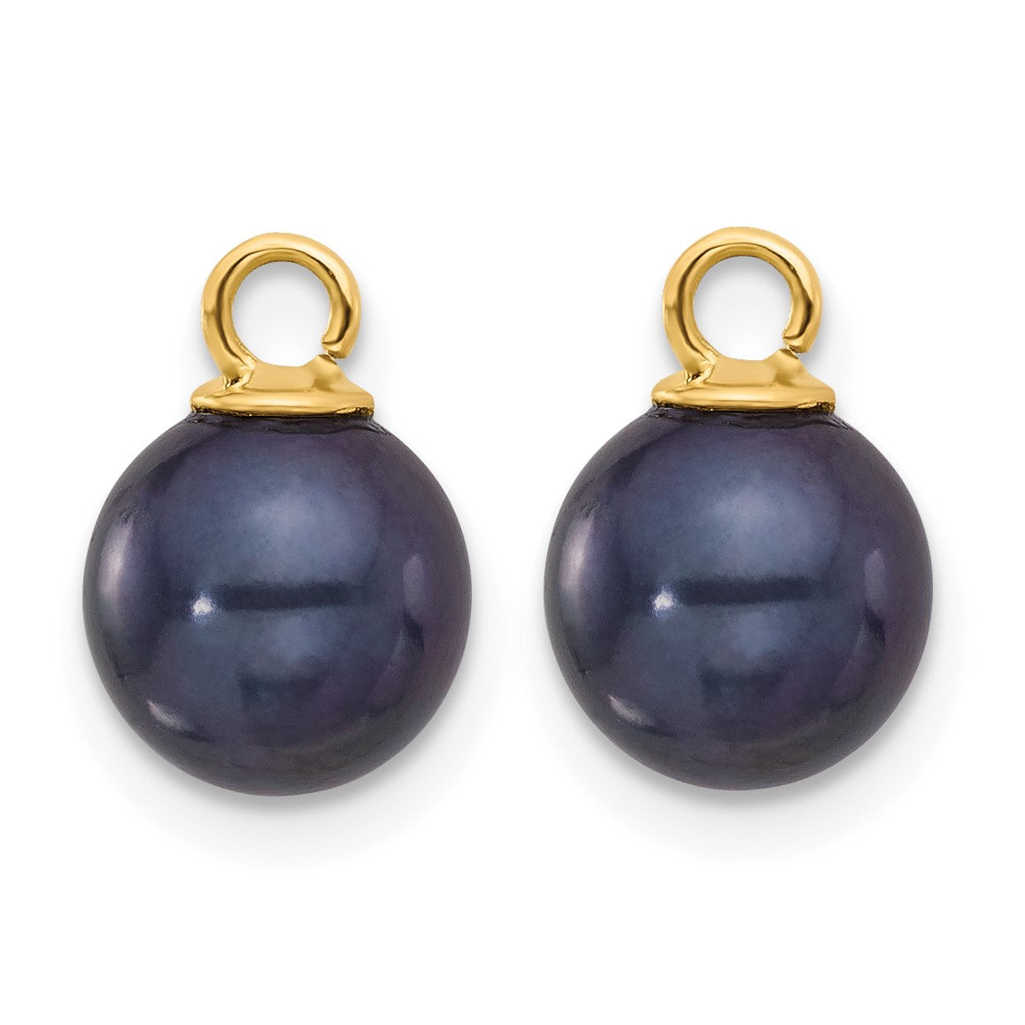 14k 7-8mm Black and White Freshwater Cultured Pearl Removable Dangle Hoop Earrings