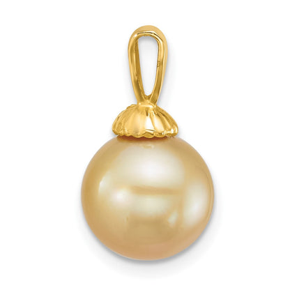 14k 10-11mm Round Golden South Sea Saltwater Cultured Pearl Pendant