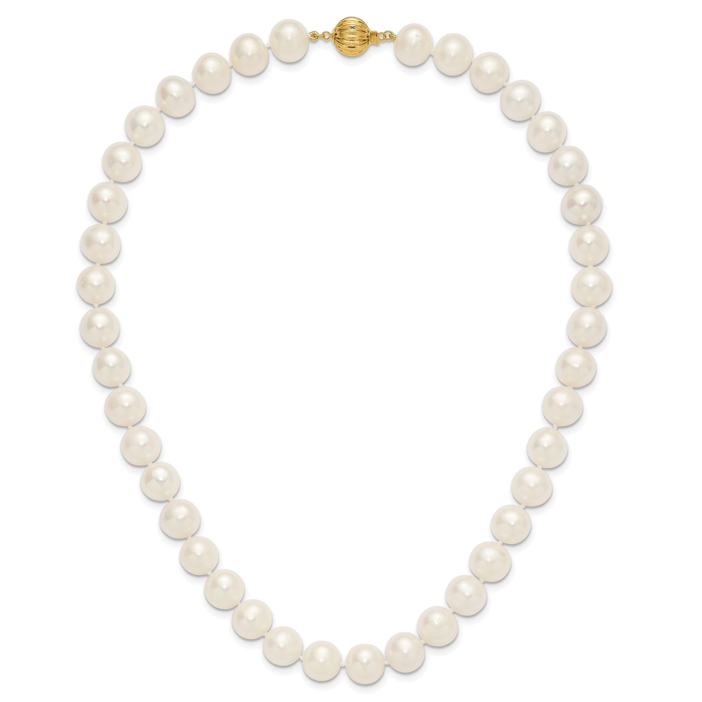 14k Polished 10-11mm Near-Round White Freshwater Cultured Pearl 18 inch Necklace