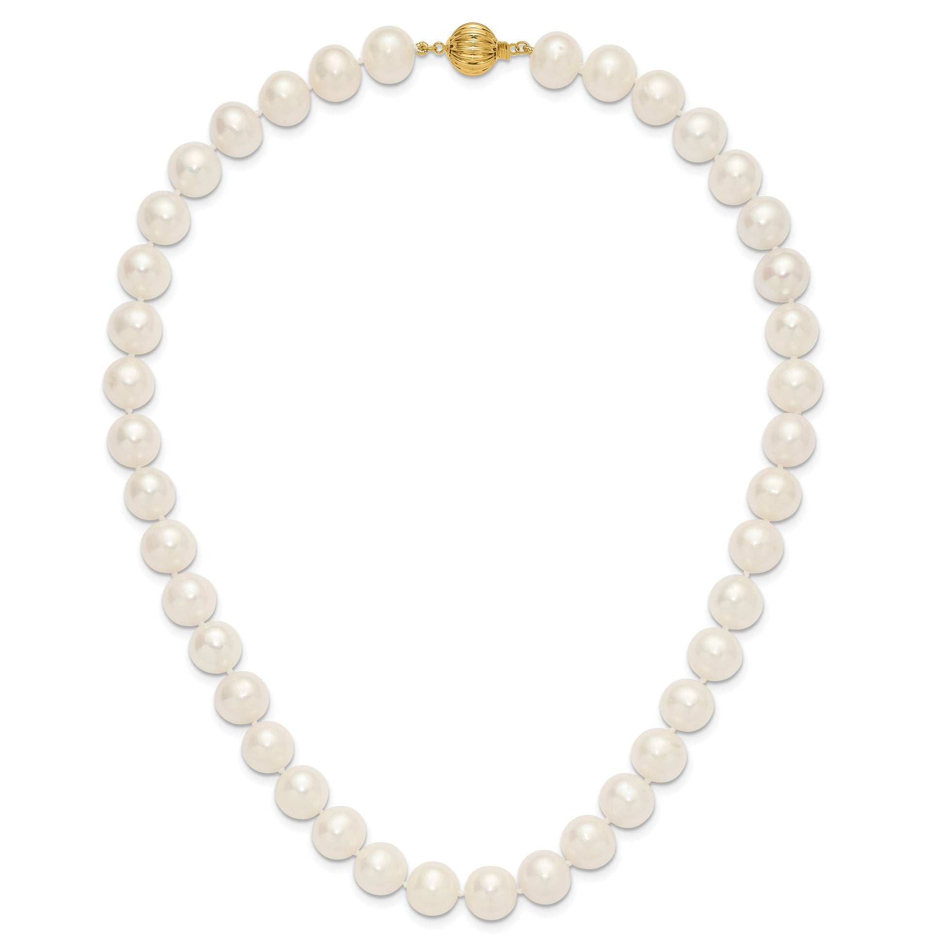 14k Polished 10-11mm Near-Round White Freshwater Cultured Pearl 18 inch Necklace