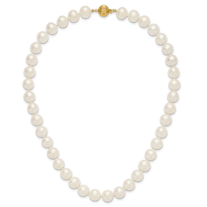 14k Polished 10-11mm Near-Round White Freshwater Cultured Pearl 18 inch Necklace