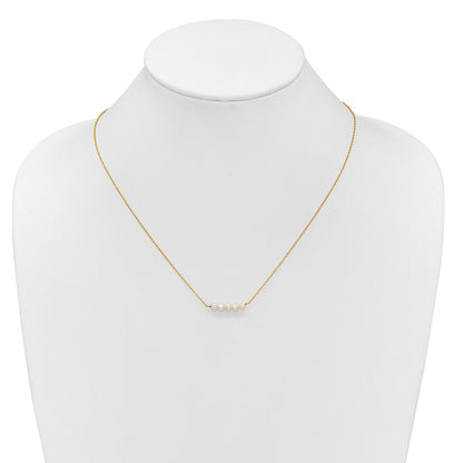 14k Polished 4-5mm Semi-Round White Freshwater Cultured 5-Pearl Bar 19.5 inch Necklace