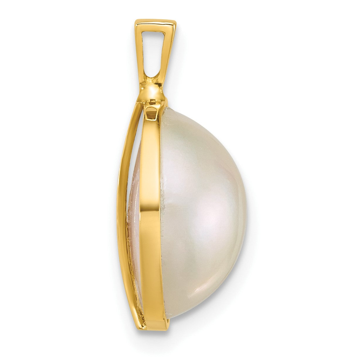 14k 12-13mm White Round Saltwater Cultured Mabe Pearl Pendant