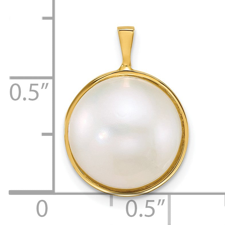 14k 12-13mm White Round Saltwater Cultured Mabe Pearl Pendant