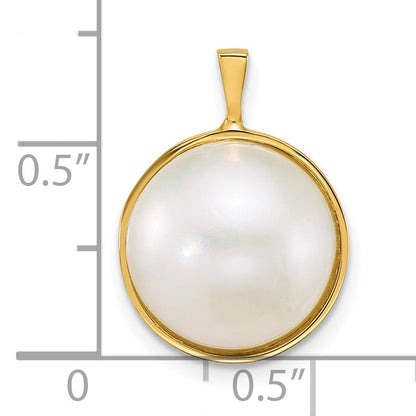 14k 12-13mm White Round Saltwater Cultured Mabe Pearl Pendant