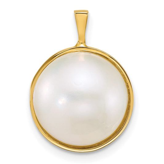 14k 12-13mm White Akoya Saltwater Cultured Mabe Pearl Pendant