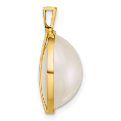 14k 14-15mm White Round Saltwater Cultured Mabe Pearl Pendant