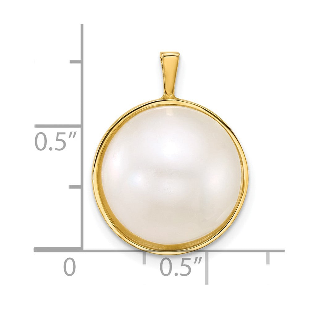 14k 14-15mm White Akoya Saltwater Cultured Mabe Pearl Pendant