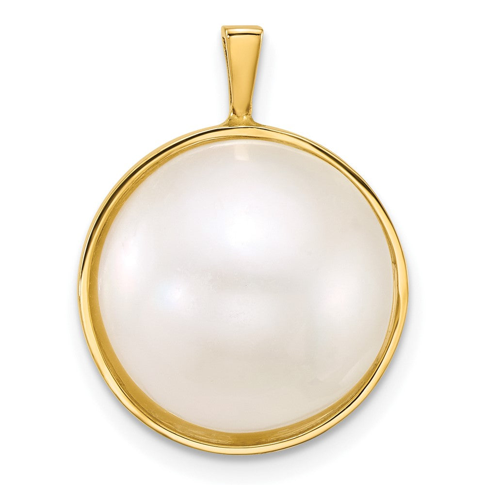 14k 14-15mm White Akoya Saltwater Cultured Mabe Pearl Pendant