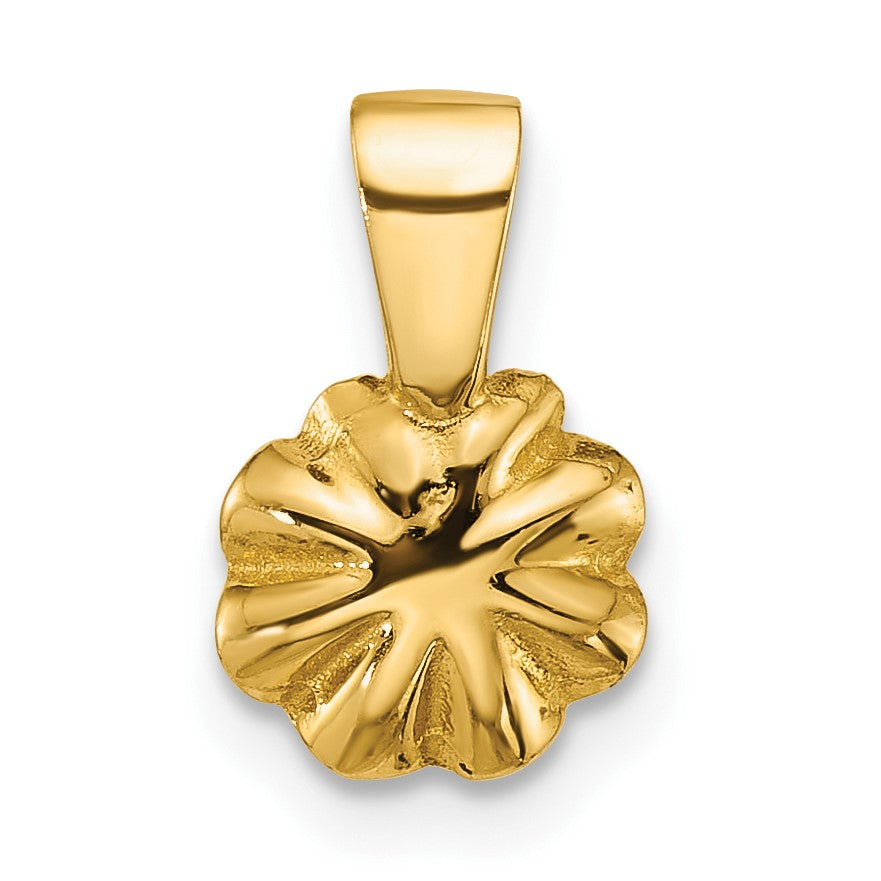 14k Polished 4-5mm Button White Freshwater Cultured Pearl Flower Pendant