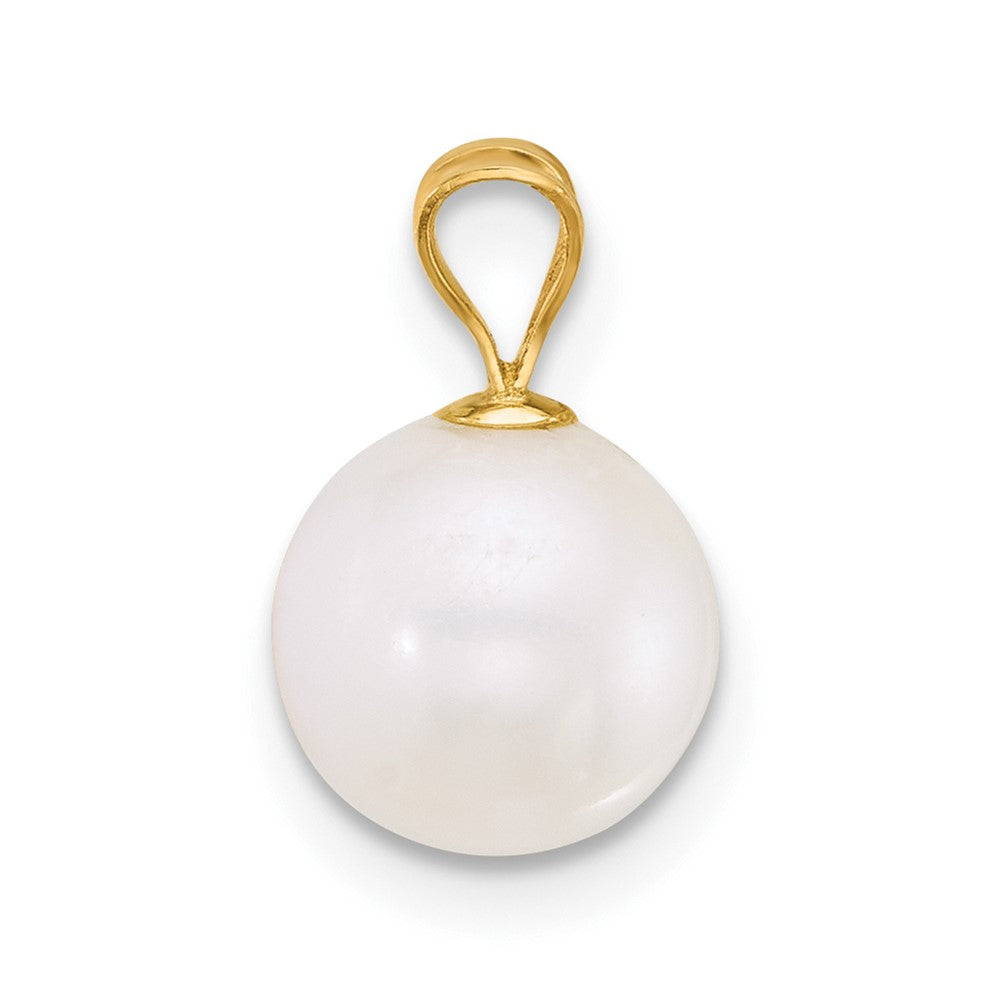 14k 8-9mm White Round Freshwater Cultured Pearl Pendant