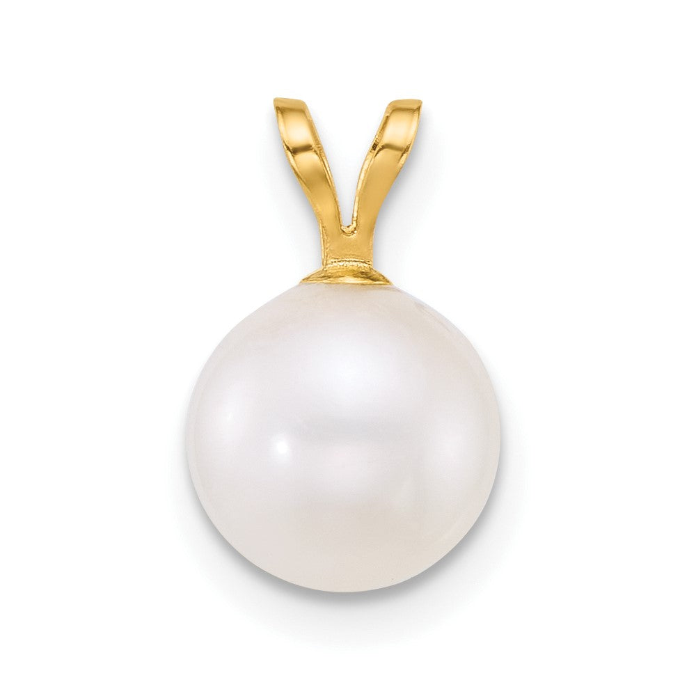 14k 8-9mm White Round Freshwater Cultured Pearl Pendant