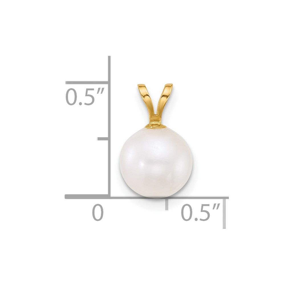 14k 8-9mm White Round Freshwater Cultured Pearl Pendant