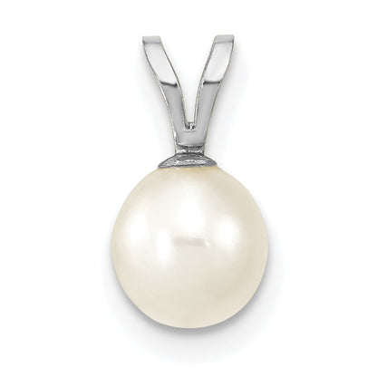 14k White Gold 6-7mm White Round Freshwater Cultured Pearl Pendant