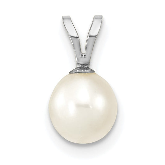 14k White Gold 6-7mm White Round Freshwater Cultured Pearl Pendant
