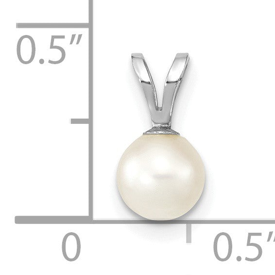 14k White Gold 5-6mm White Round Akoya Saltwater Cultured Pendant