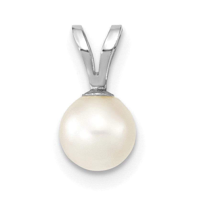 14k White Gold 5-6mm White Round Akoya Saltwater Cultured Pendant
