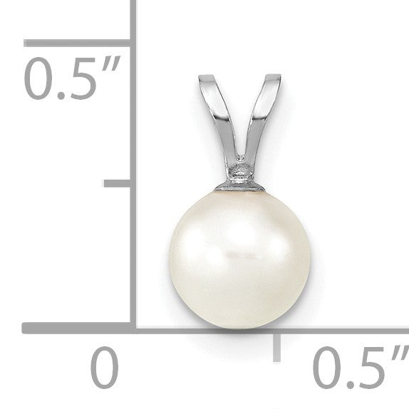 14k White Gold 6-7mm White Round Akoya Saltwater Cultured Pendant