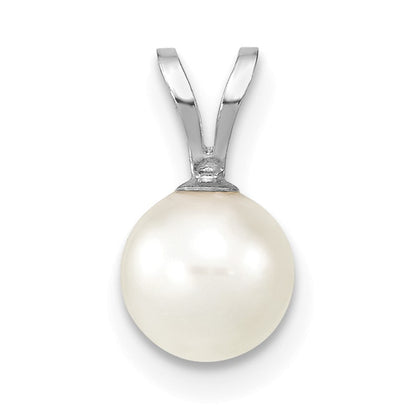 14k White Gold 6-7mm White Round Akoya Saltwater Cultured Pendant