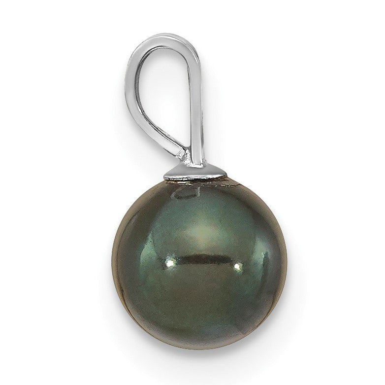 14k White Gold 6-7mm Round Black Akoya Saltwater Cultured Pendant