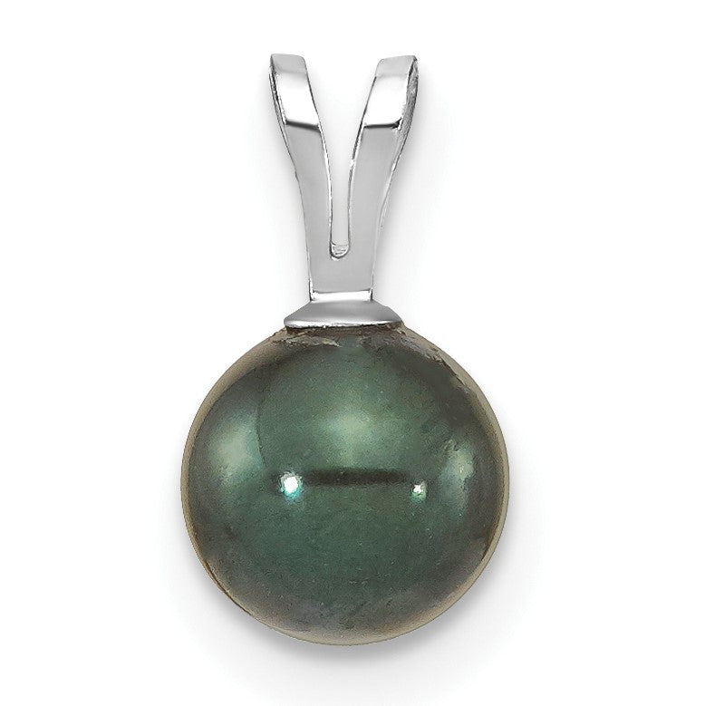 14k White Gold 6-7mm Round Black Akoya Saltwater Cultured Pendant